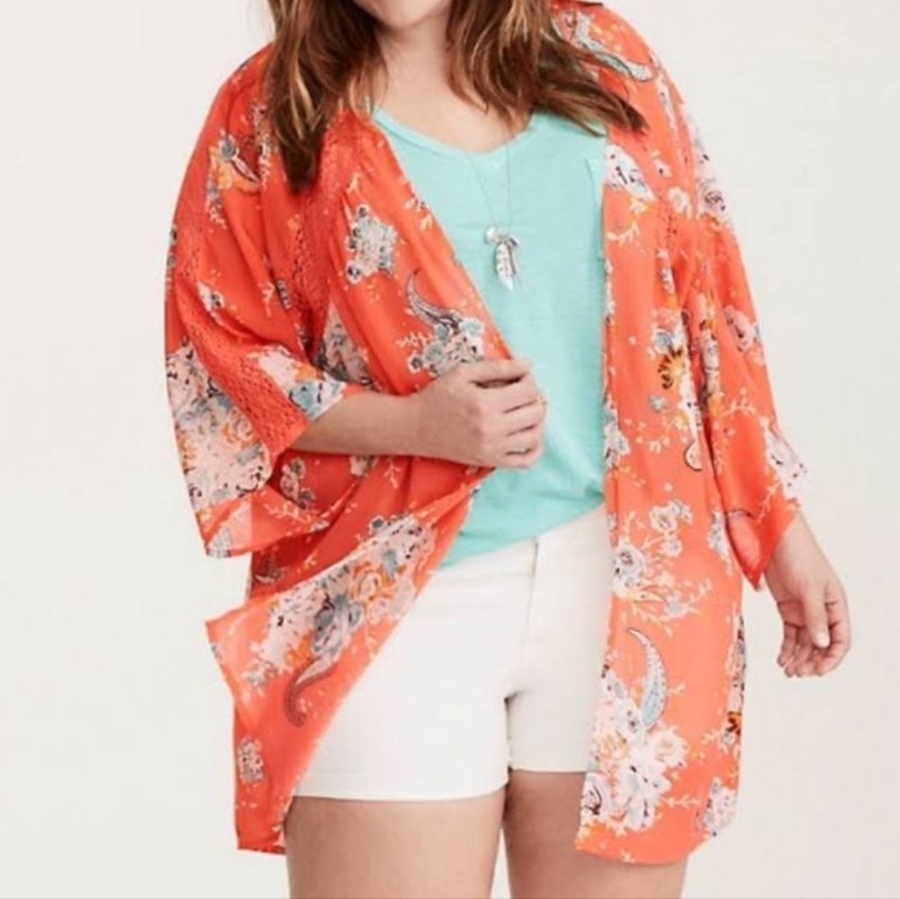 Torrid coral kimono
